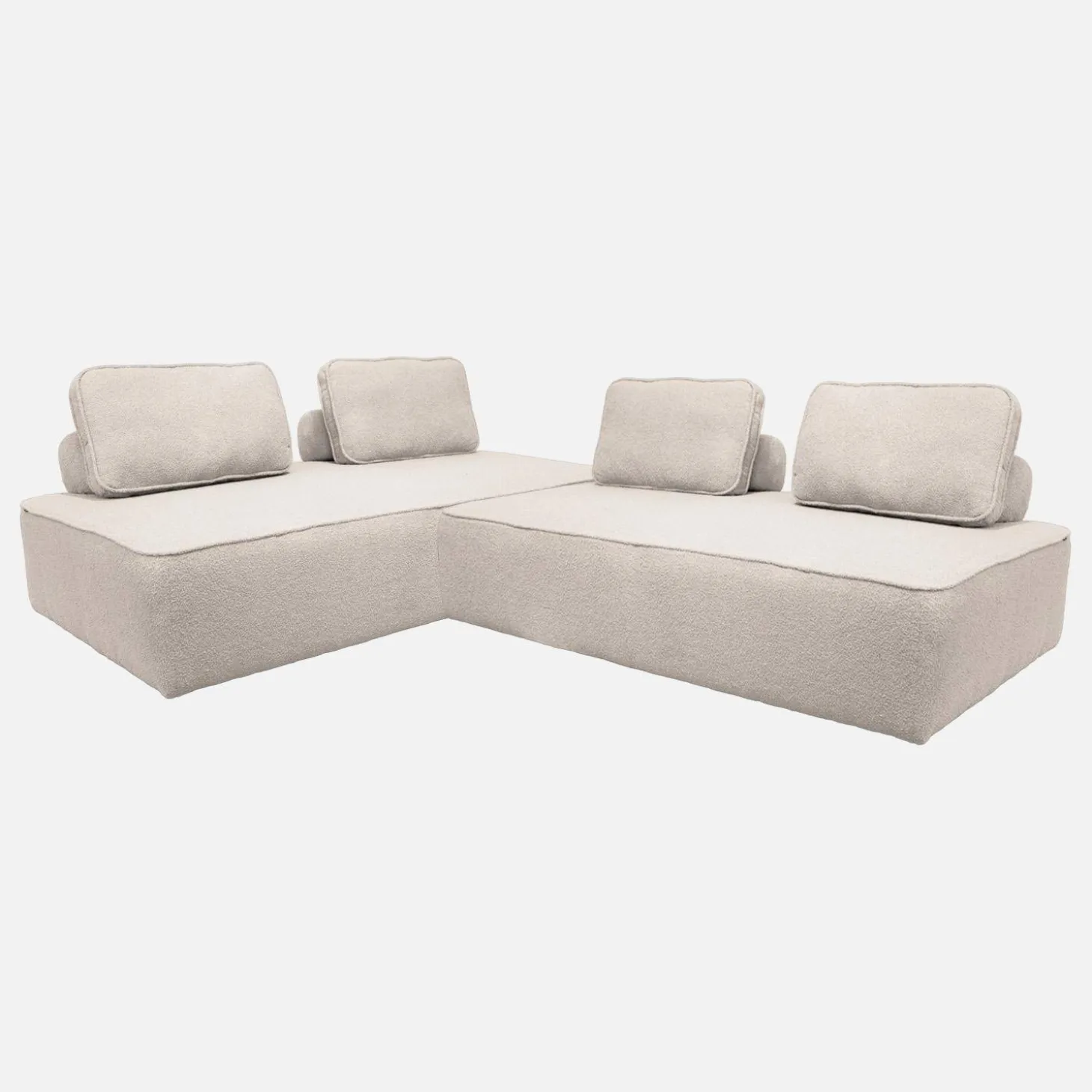Sofá modular em tecido boucle de 4 lugares