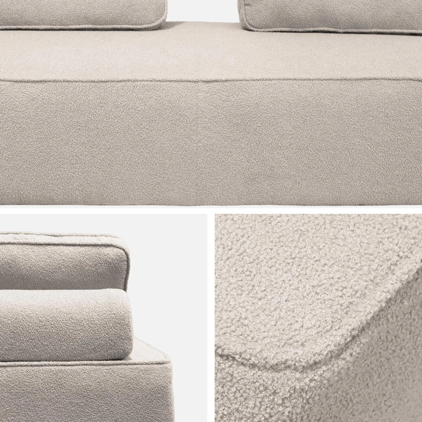 Sofá modular em tecido boucle de 4 lugares