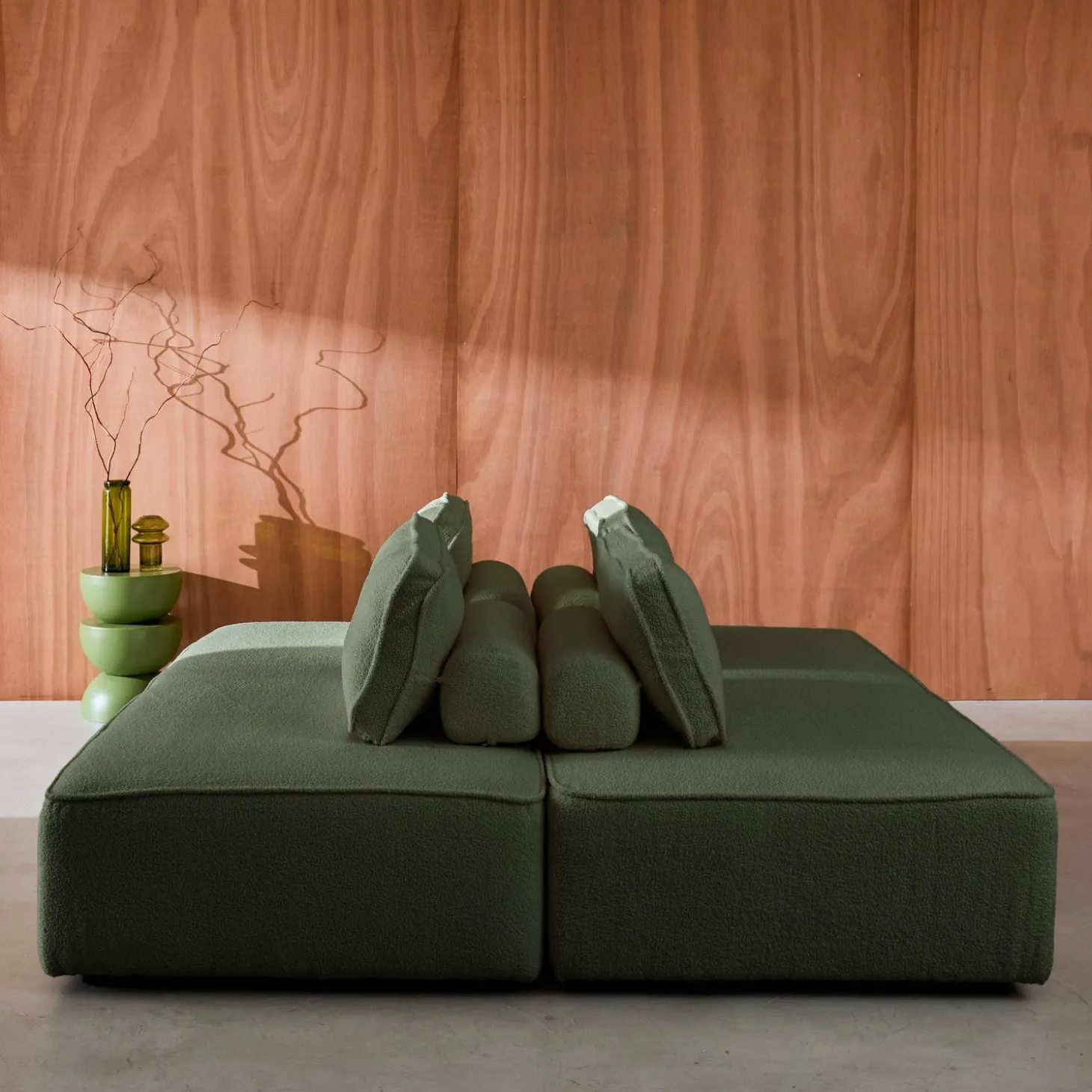 Sofá modular em tecido boucle de 4 lugares