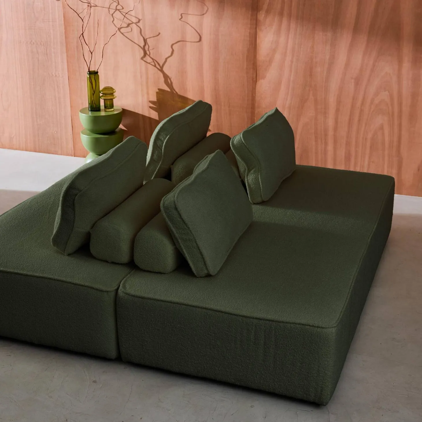 Sofá modular em tecido boucle de 4 lugares