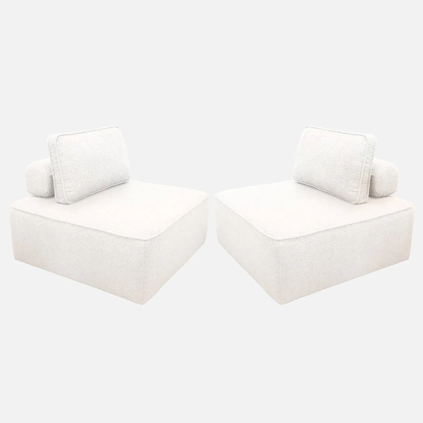 Sofá modular em tecido boucle de 2 lugares