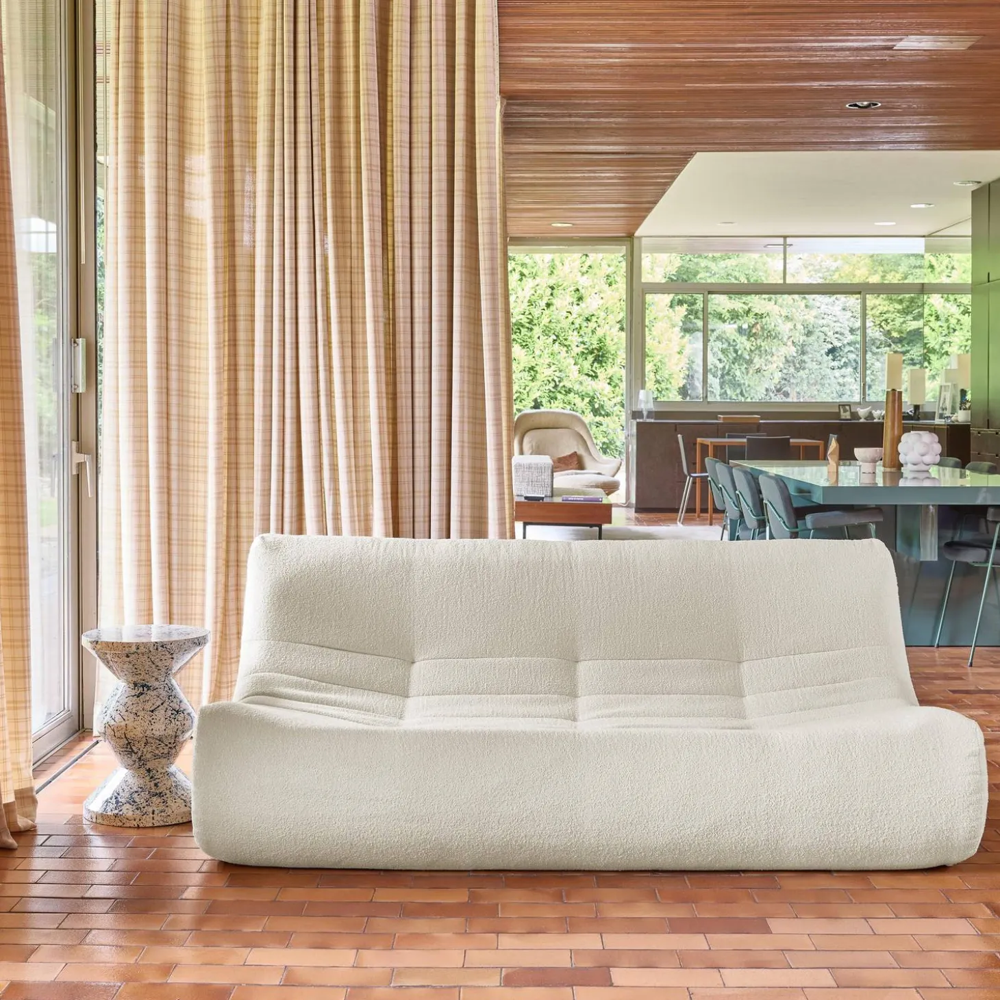 Sofá modular em tecido bouclé, 3 lugares