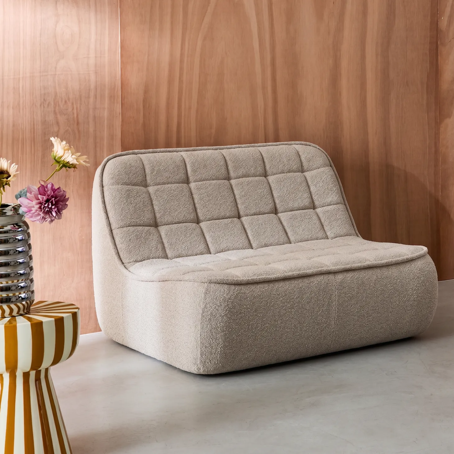 Sofá modular em tecido bouclé, 2 lugares
