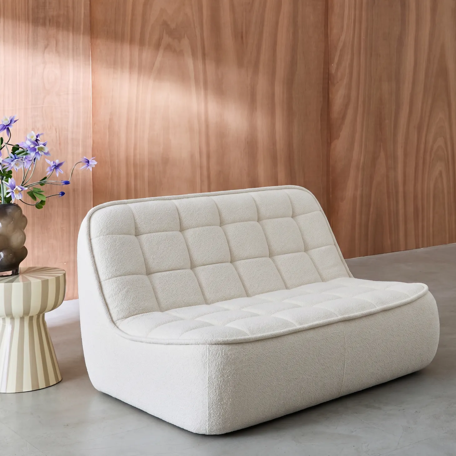 Sofá modular em tecido bouclé, 2 lugares
