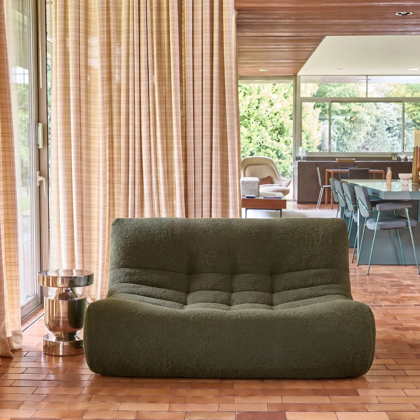 Sofá modular em tecido bouclé, 2 lugares