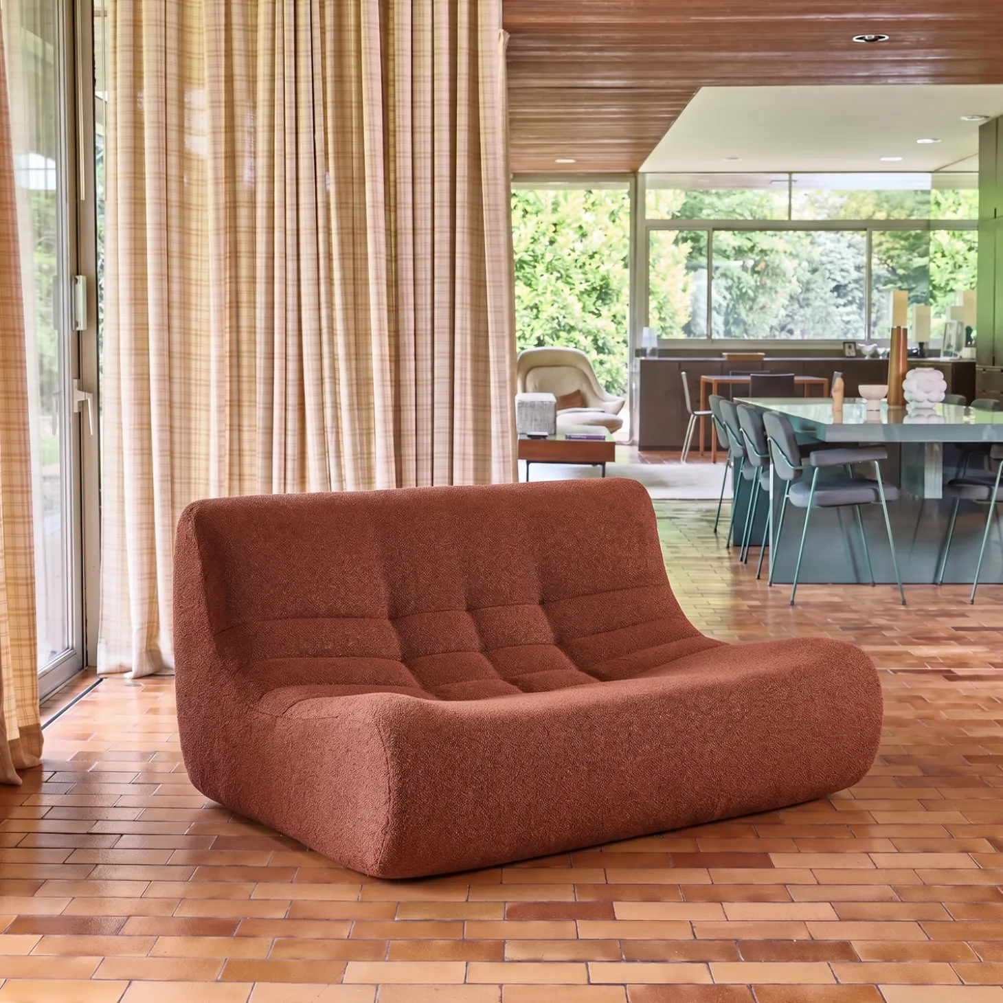 Sofá modular em tecido bouclé, 2 lugares