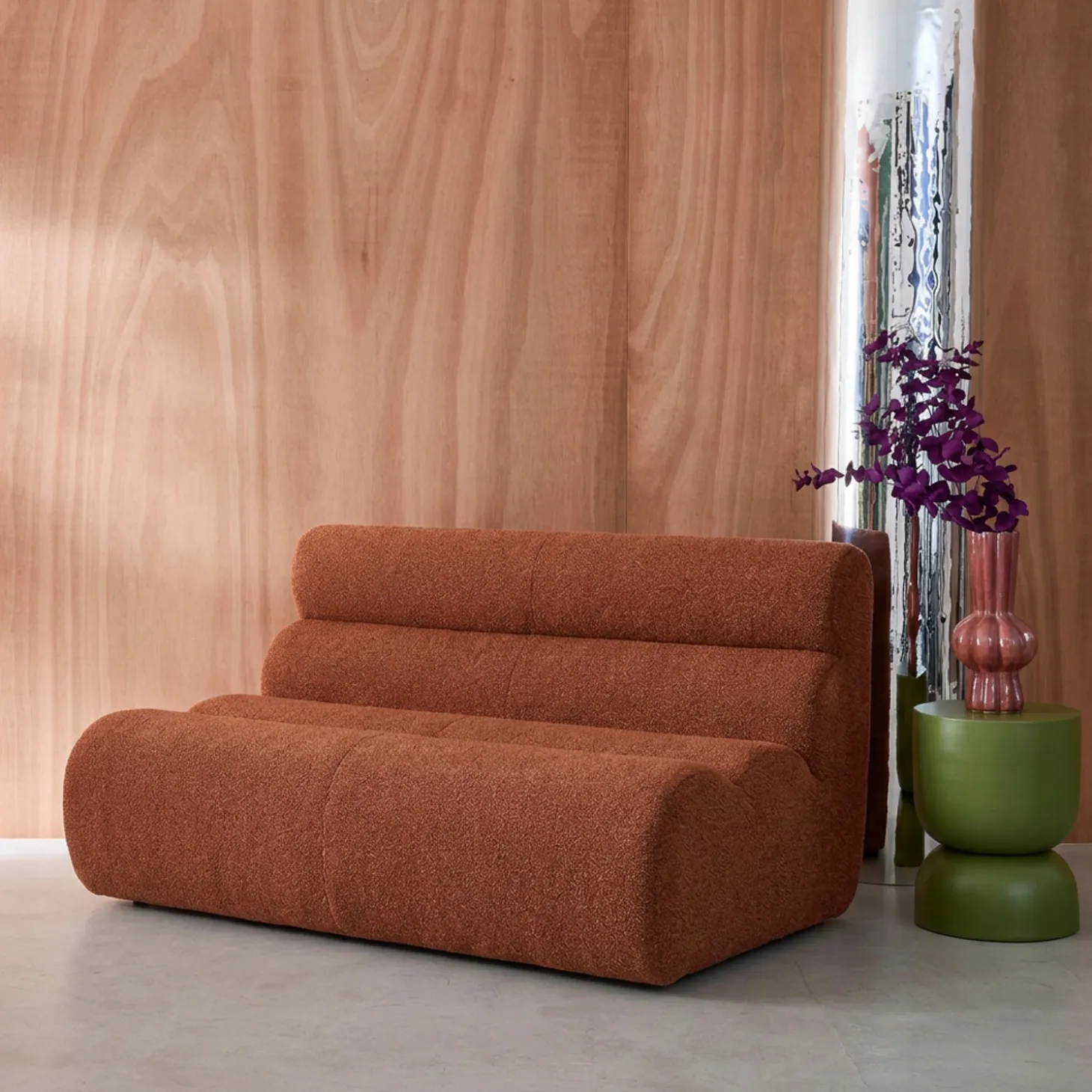 Sofá modular em tecido bouclé, 2 lugares