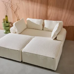 Sofá modular em tecido bouclé, 3 lugares