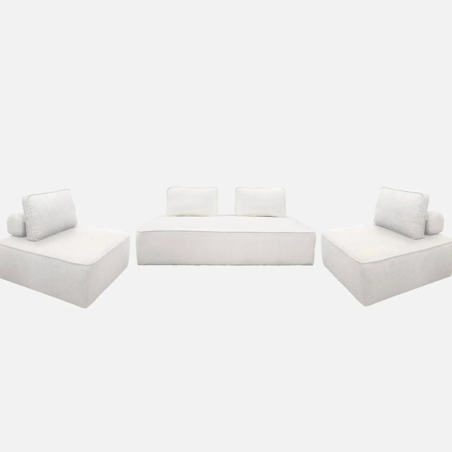 Sofá modular em tecido bouclé, 3 lugares