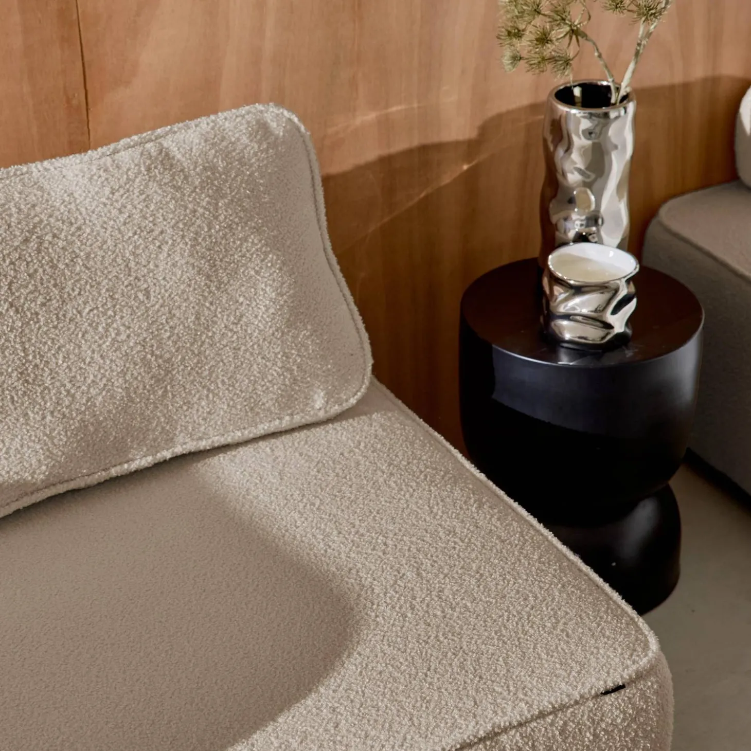 Sofá modular em tecido bouclé, 3 lugares