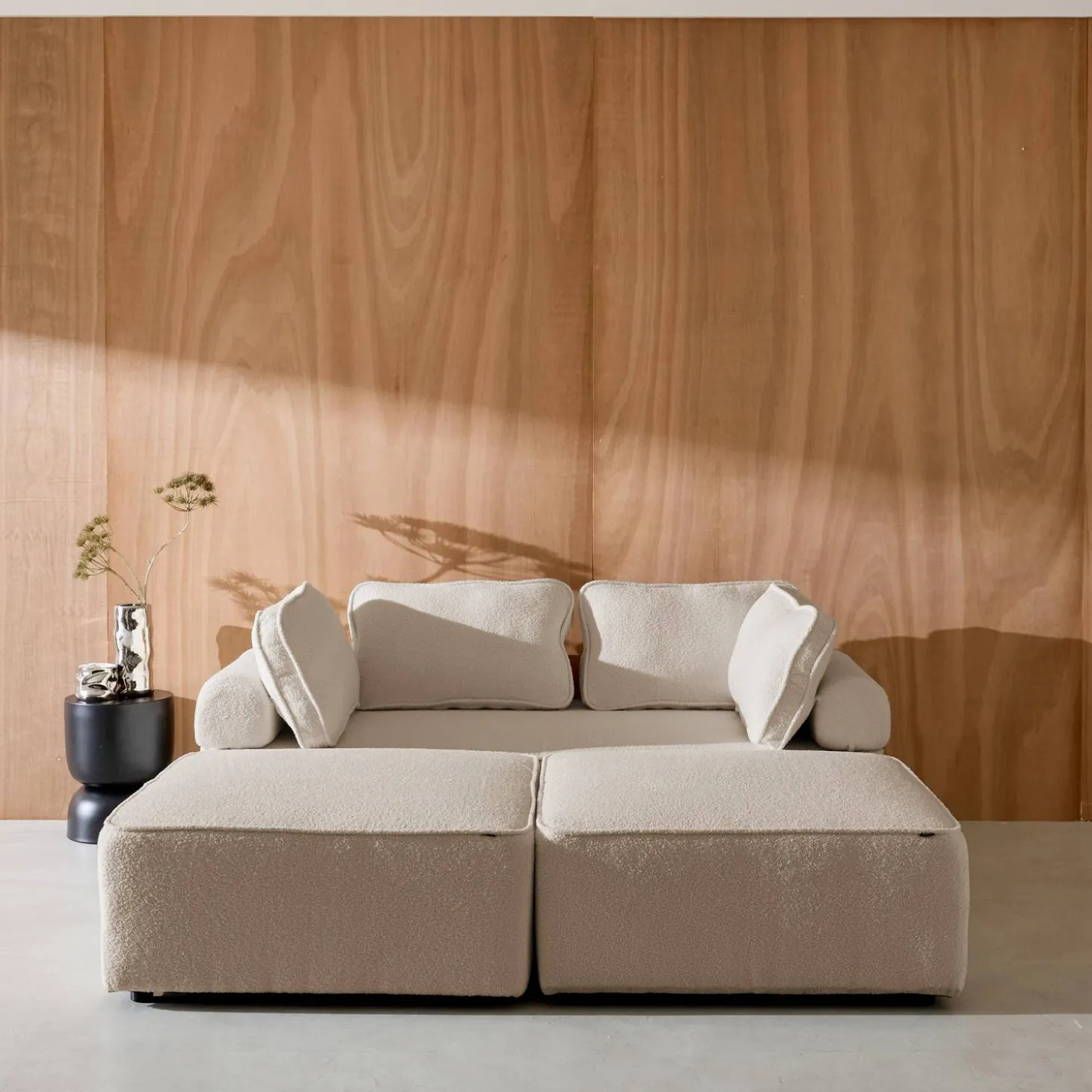 Sofá modular em tecido bouclé, 3 lugares