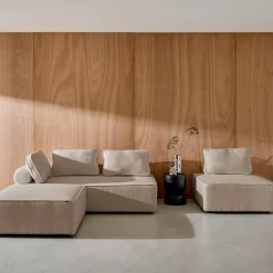 Sofá modular em tecido bouclé, 3 lugares
