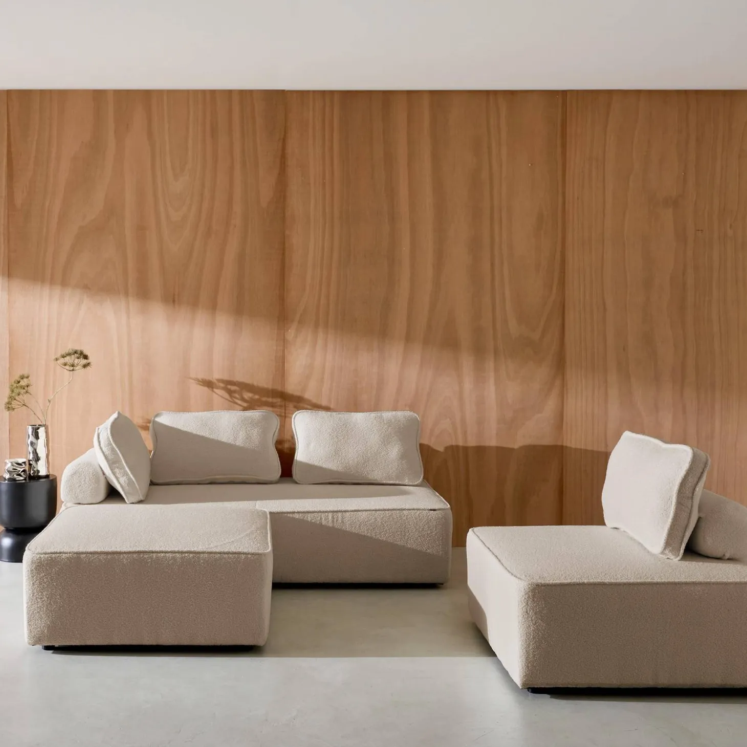 Sofá modular em tecido bouclé, 3 lugares
