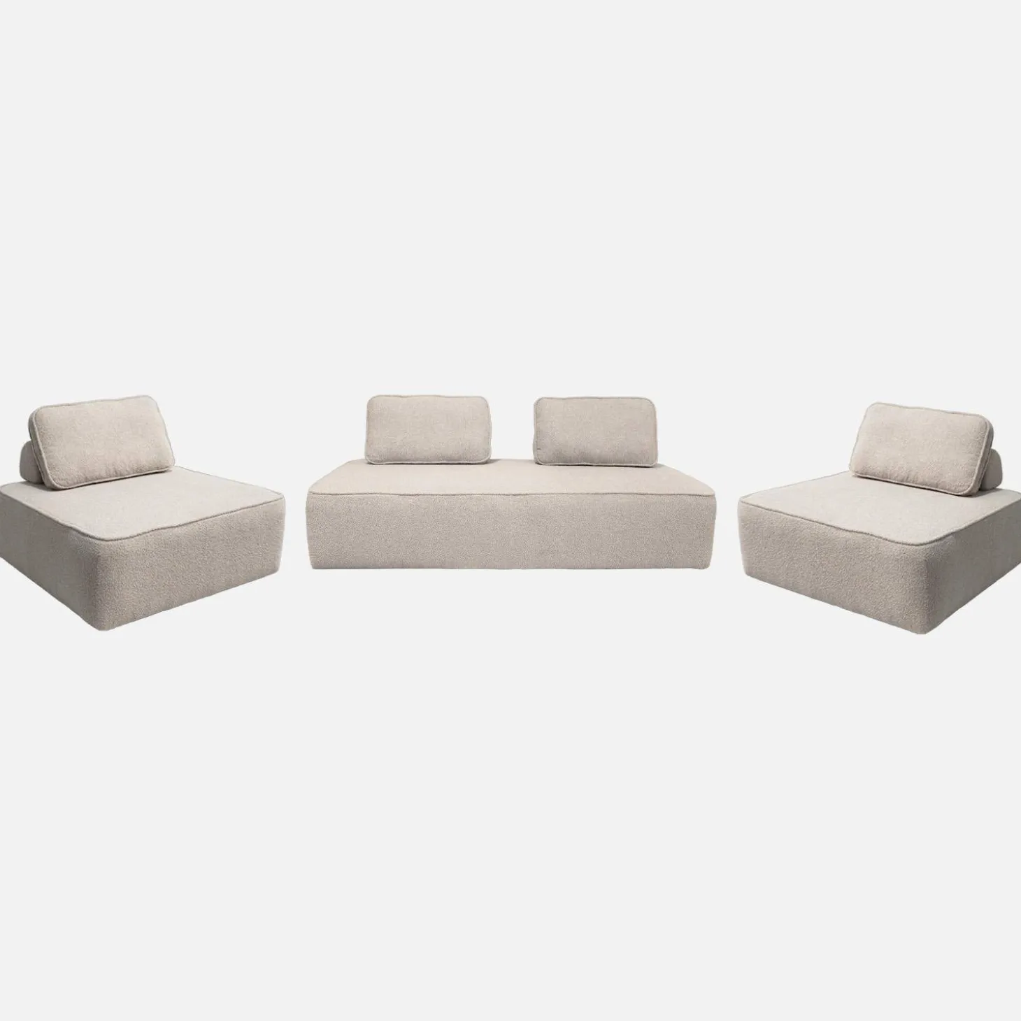 Sofá modular em tecido bouclé, 3 lugares