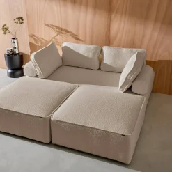 Sofá modular em tecido bouclé, 3 lugares