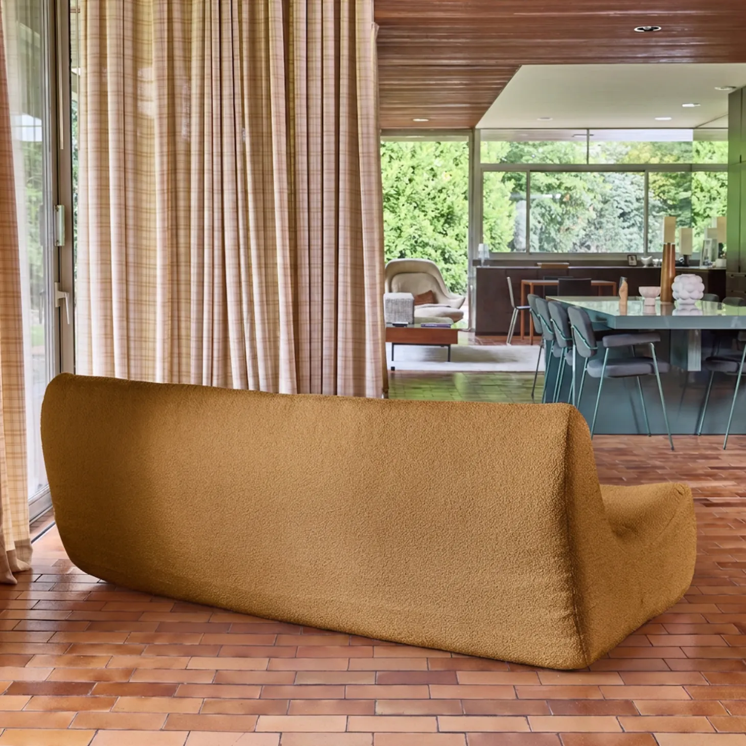 Sofá modular em tecido bouclé, 3 lugares