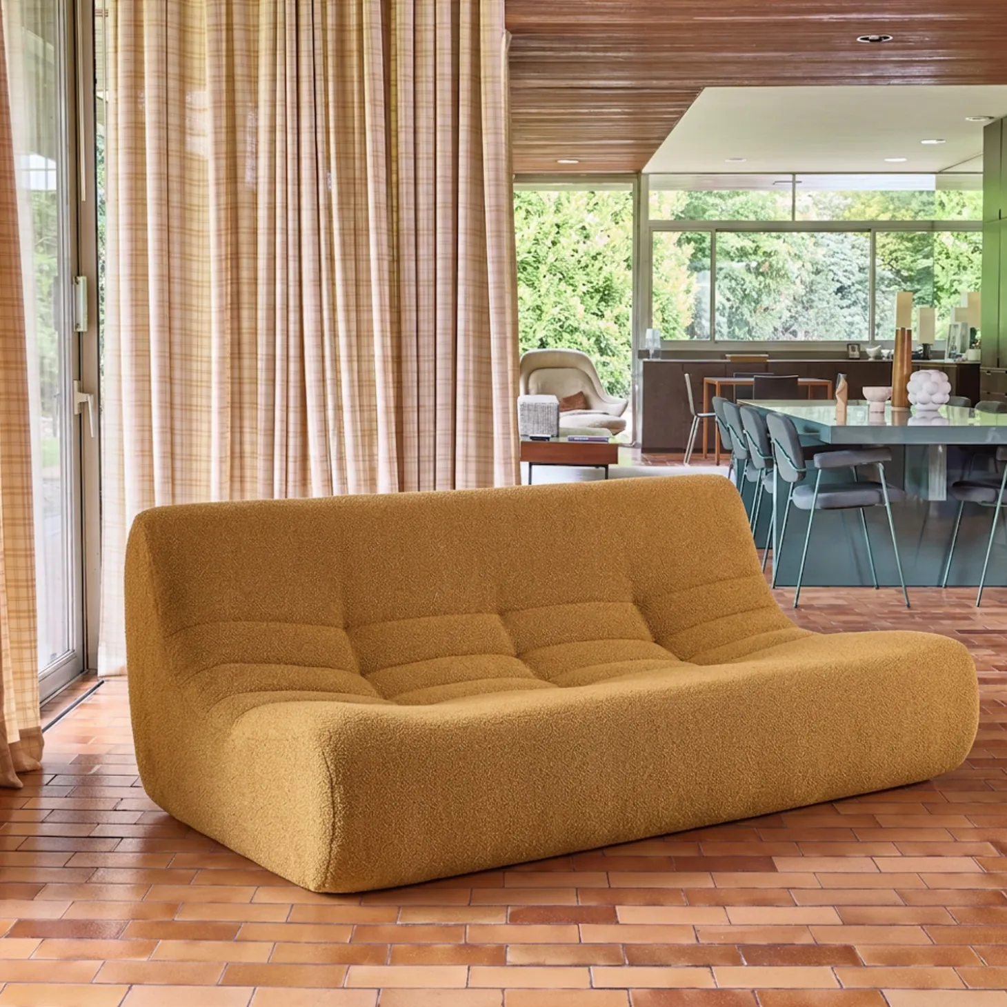 Sofá modular em tecido bouclé, 3 lugares