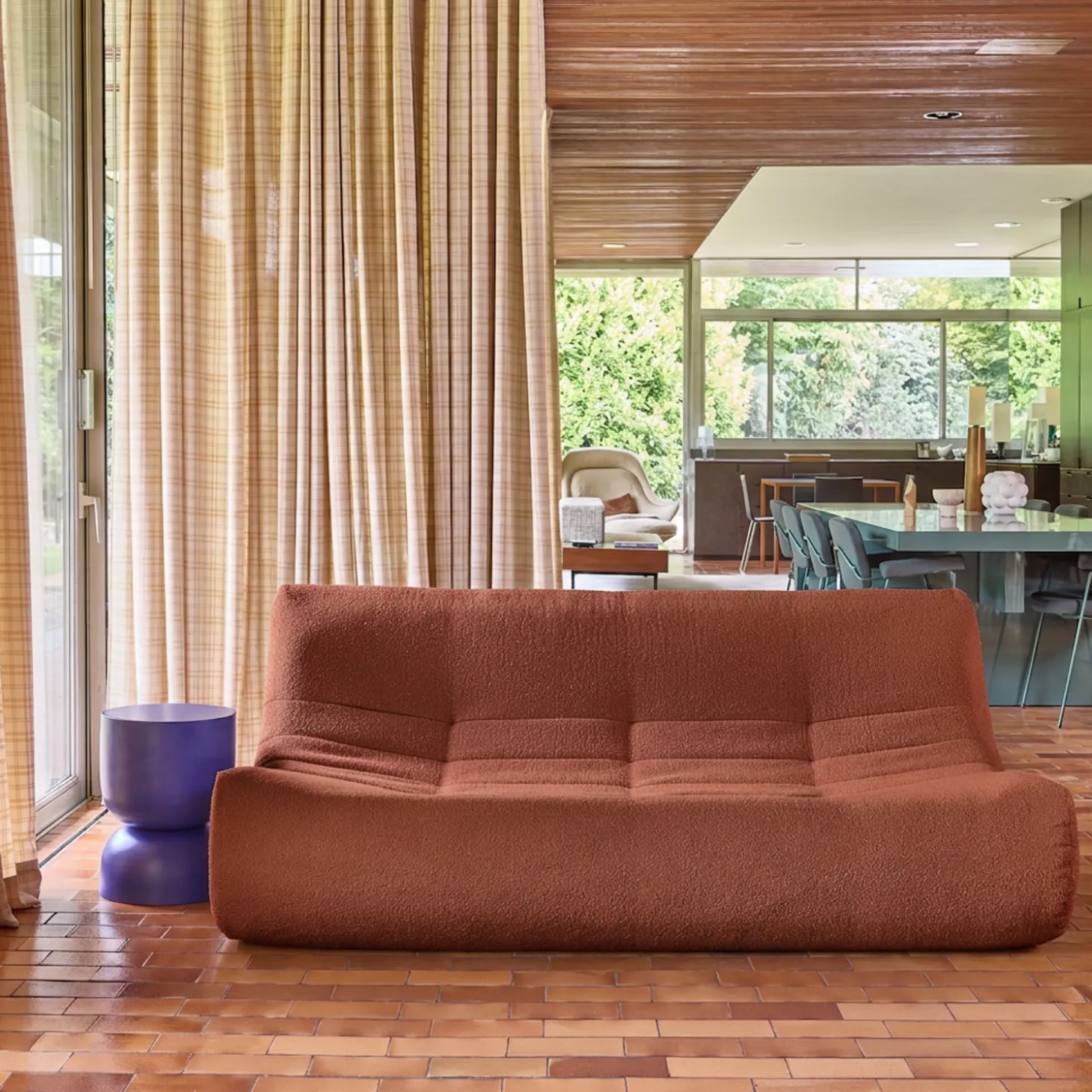 Sofá modular em tecido bouclé, 3 lugares