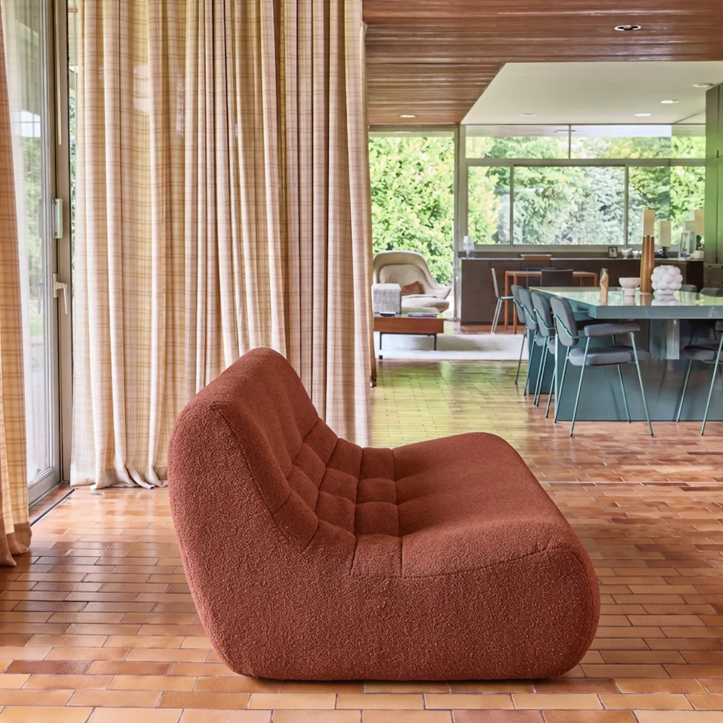 Sofá modular em tecido bouclé, 3 lugares