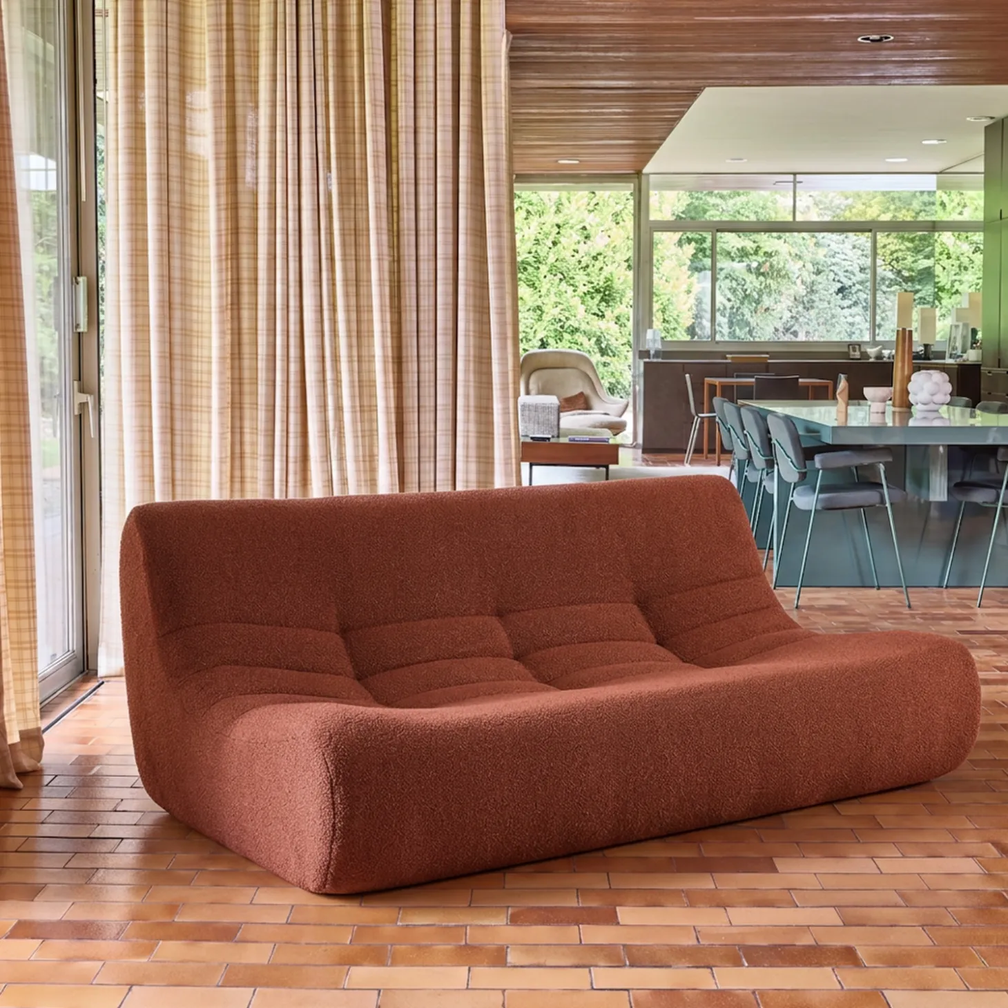 Sofá modular em tecido bouclé, 3 lugares