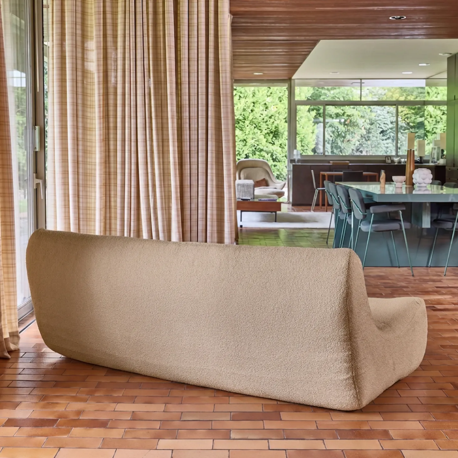 Sofá modular em tecido bouclé, 3 lugares