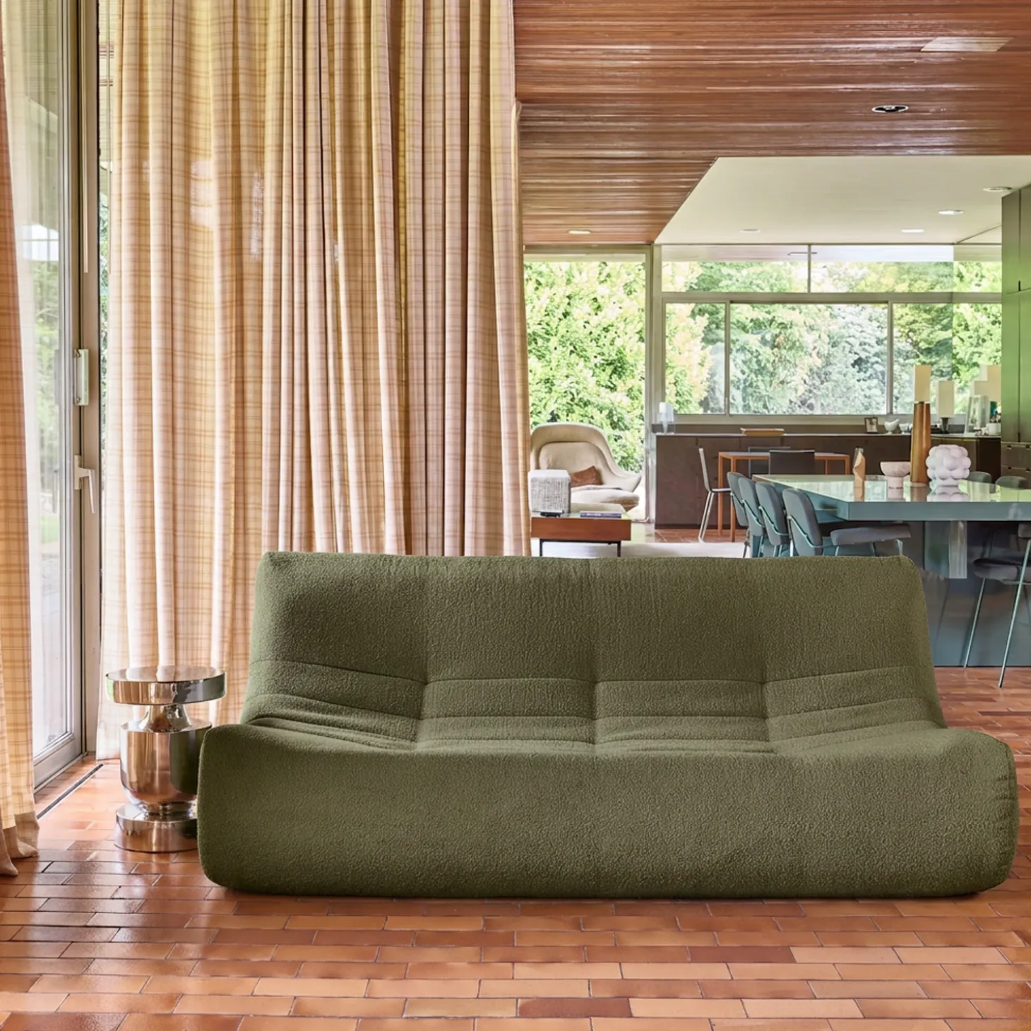 Sofá modular em tecido bouclé, 3 lugares