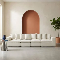 Sofá modular em tecido chenille, 4 lugares