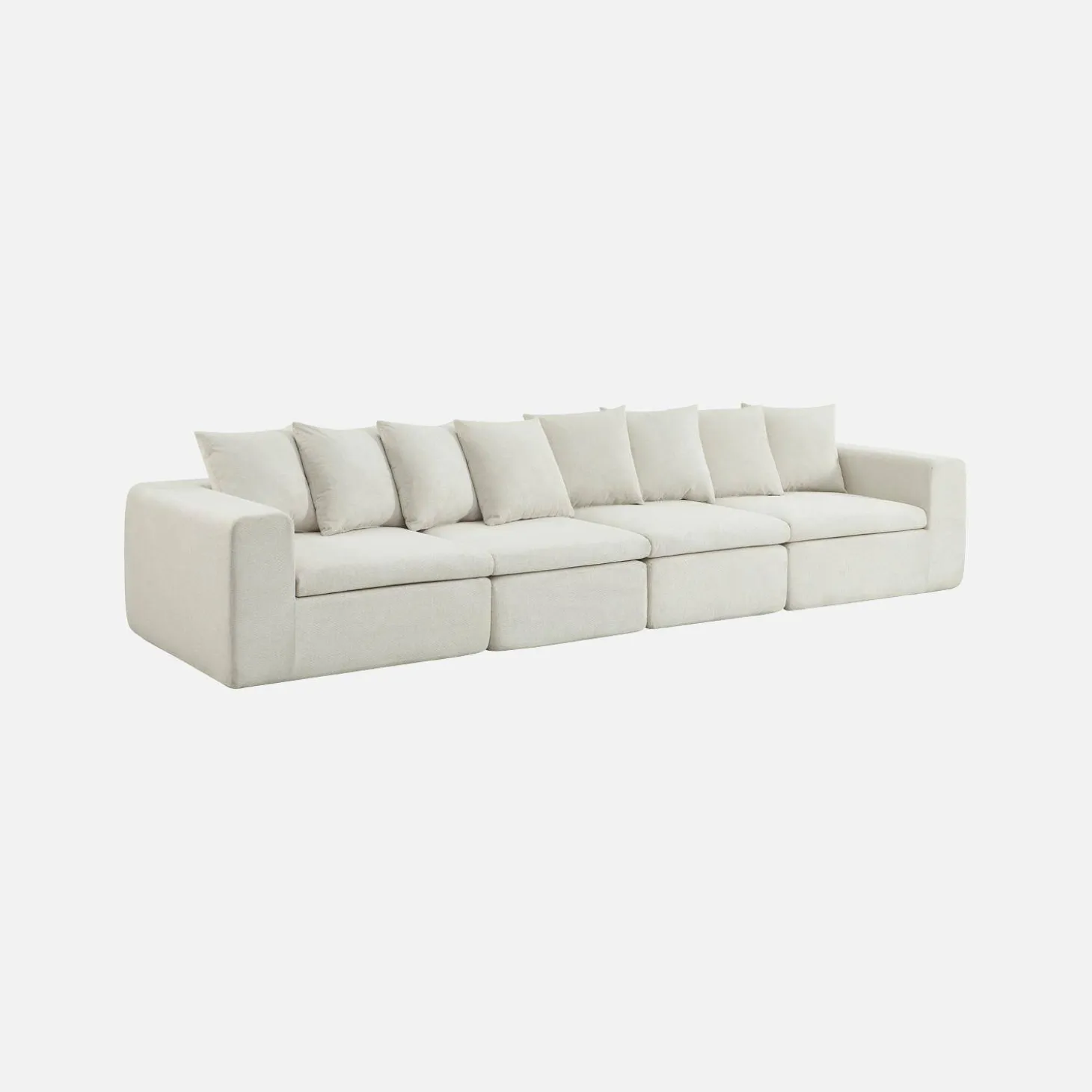 Sofá modular em tecido chenille, 4 lugares