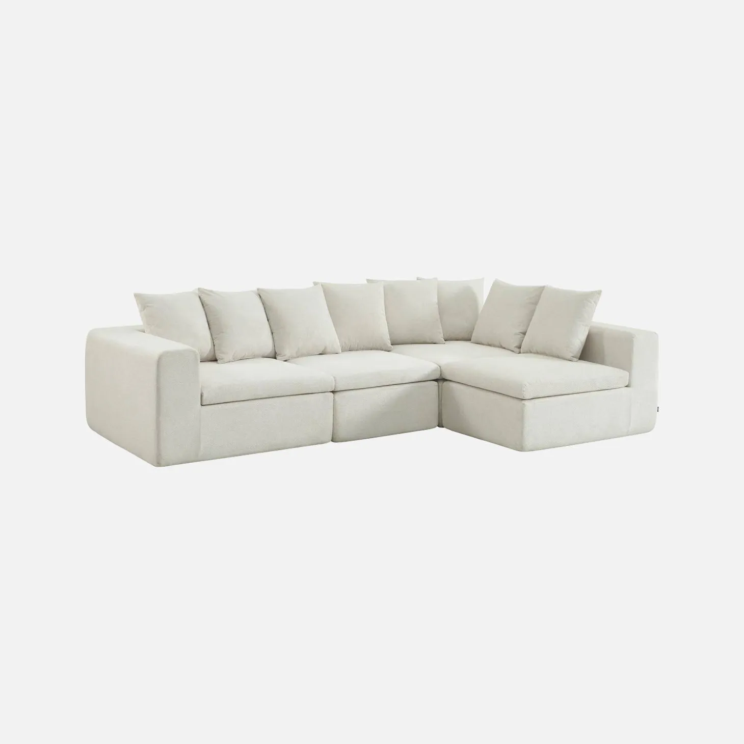 Sofá modular em tecido chenille, 4 lugares