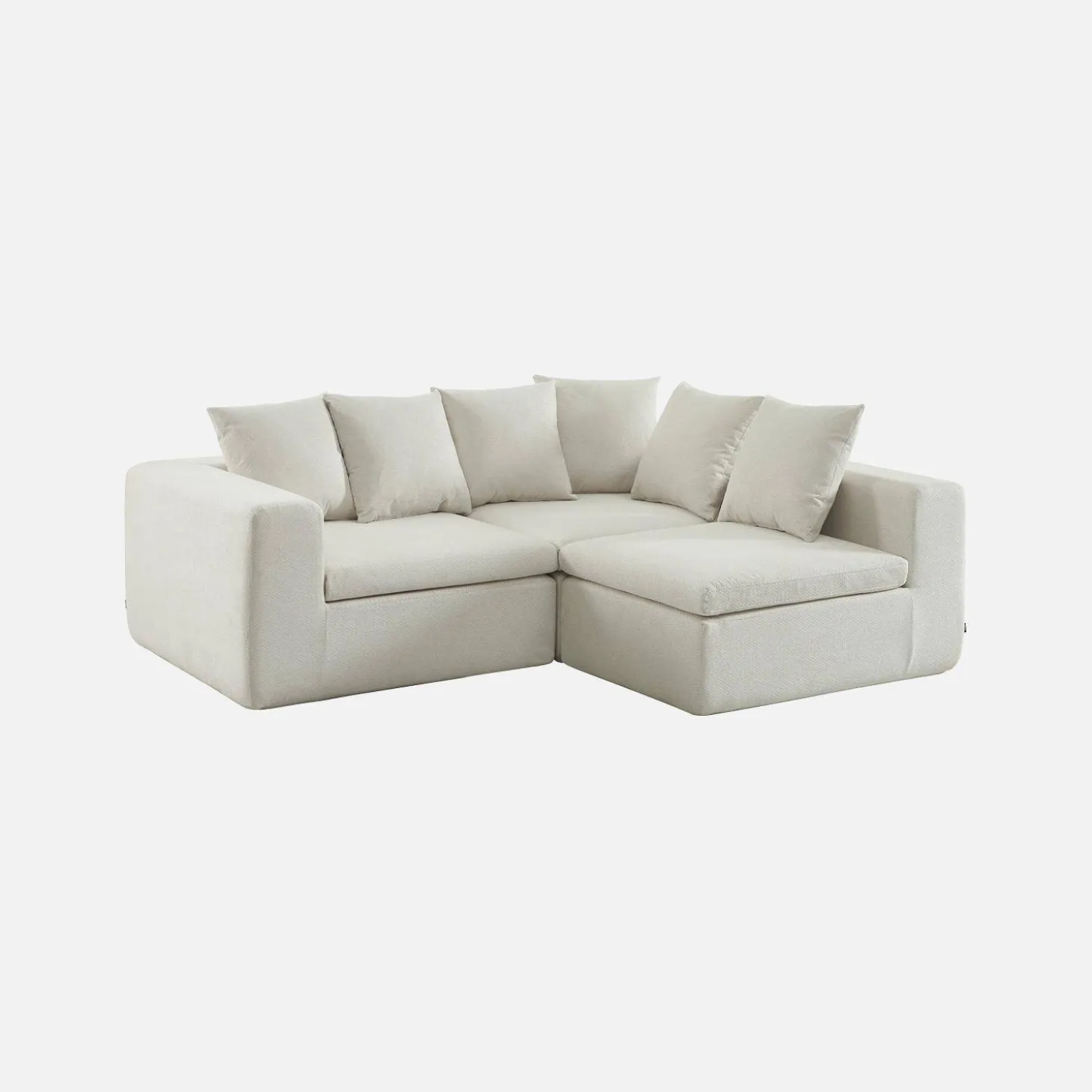 Sofá modular em tecido chenille, 3 lugares