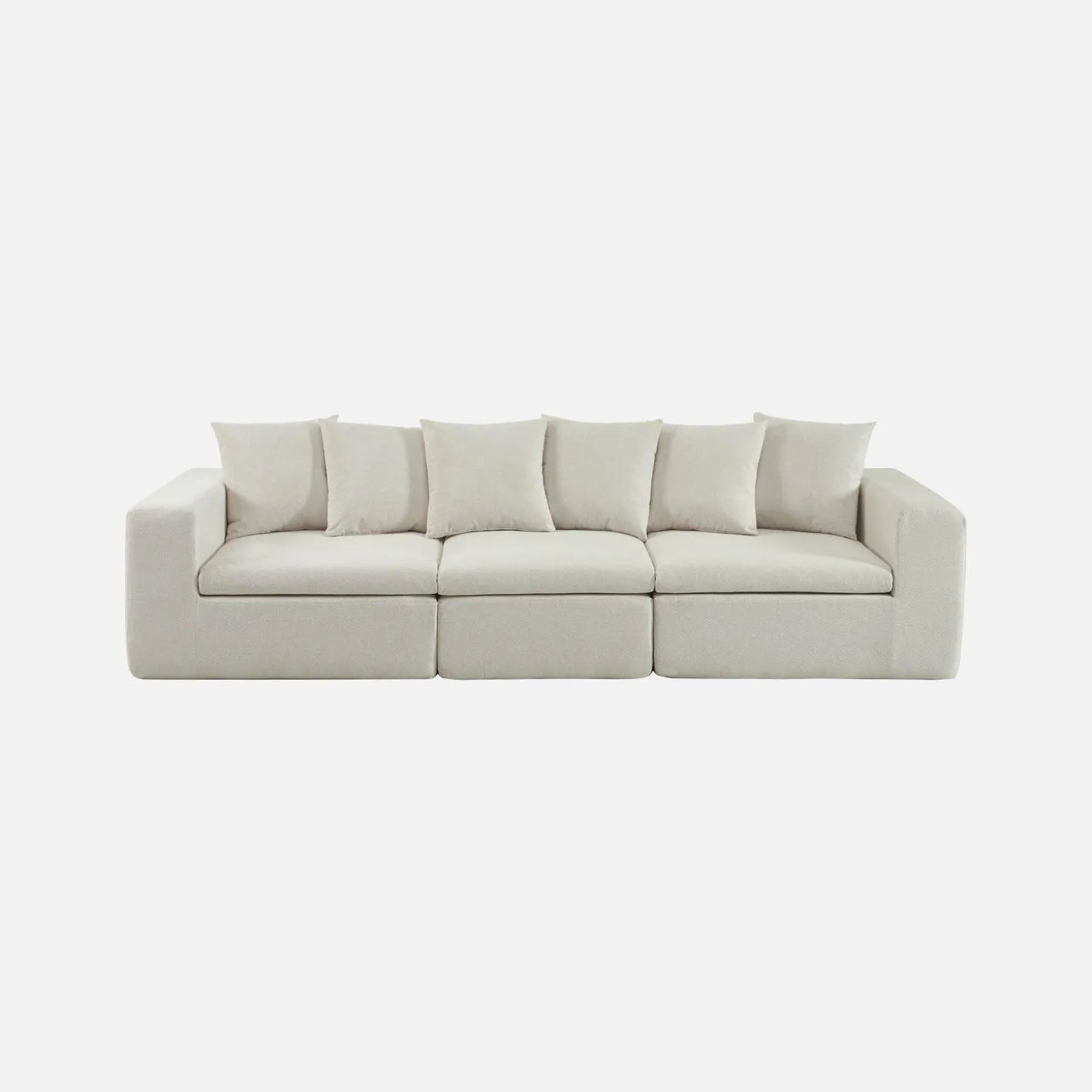 Sofá modular em tecido chenille, 3 lugares