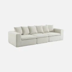 Sofá modular em tecido chenille, 3 lugares