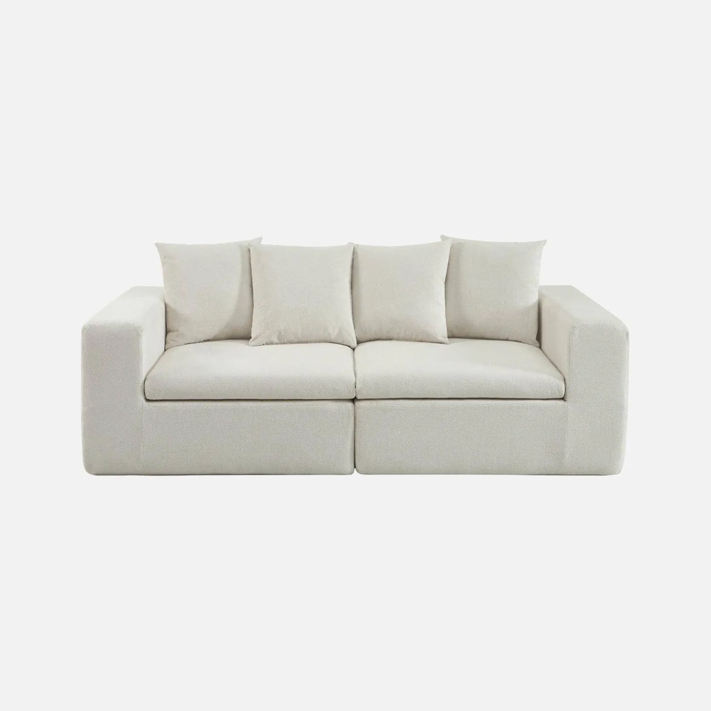 Sofá modular em tecido chenille, 2 lugares