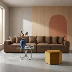 Sofá modular em tecido chenille, 4 lugares