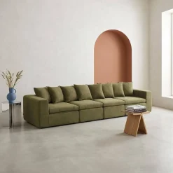 Sofá modular em tecido chenille, 4 lugares
