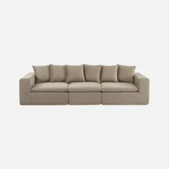 Sofá modular em tecido chenille, 3 lugares