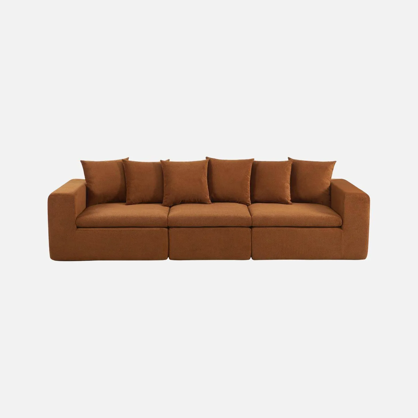 Sofá modular em tecido chenille, 3 lugares