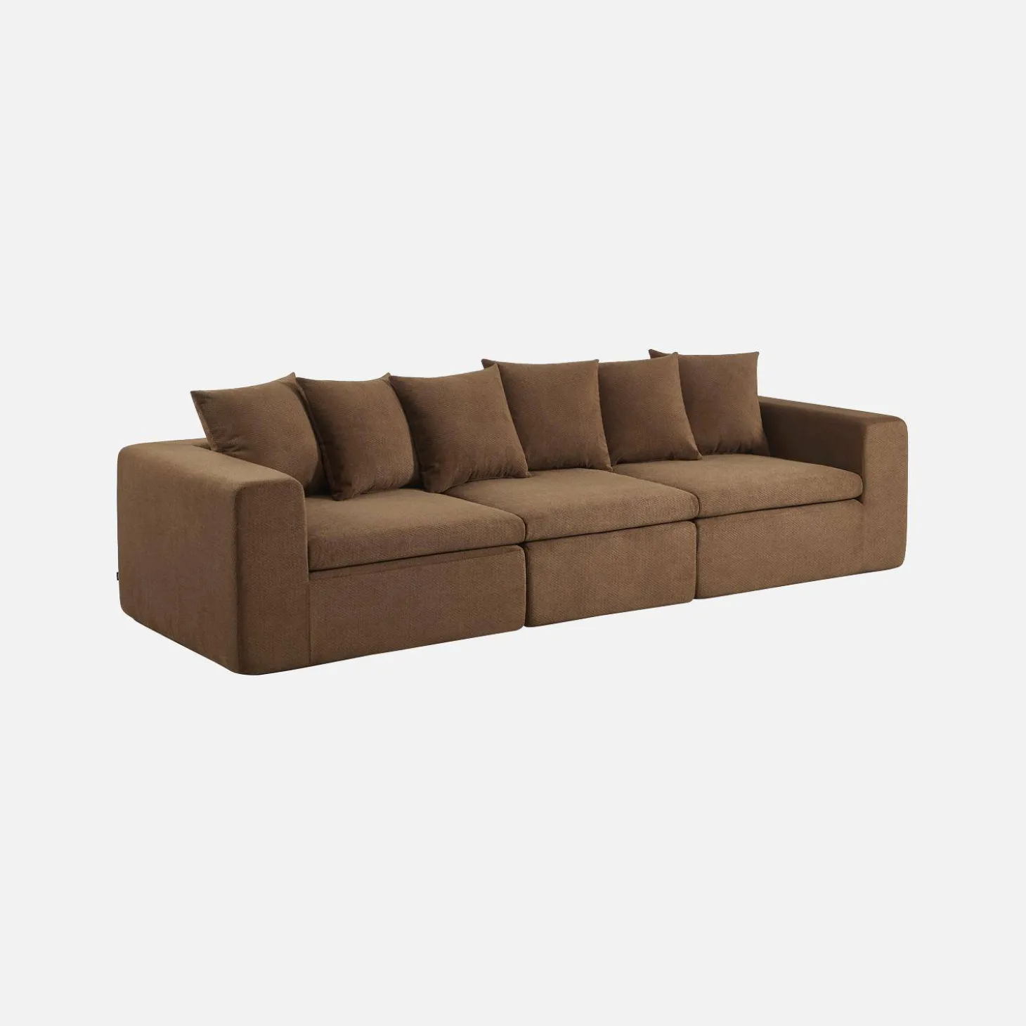 Sofá modular em tecido chenille, 3 lugares