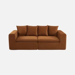 Sofá modular em tecido chenille, 2 lugares