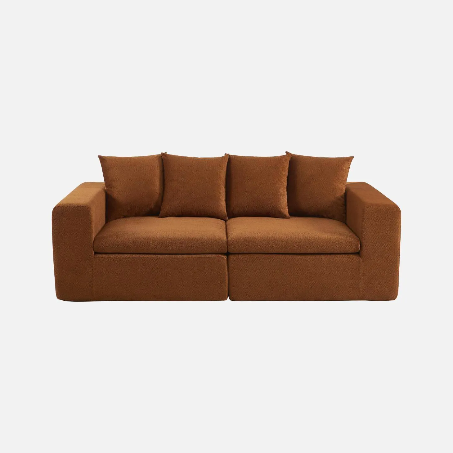 Sofá modular em tecido chenille, 2 lugares