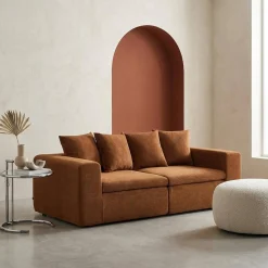 Sofá modular em tecido chenille, 2 lugares