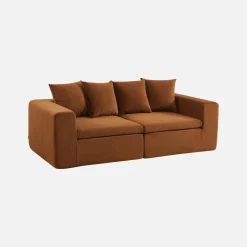 Sofá modular em tecido chenille, 2 lugares