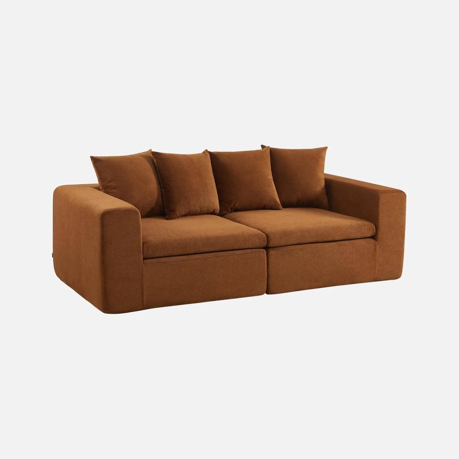 Sofá modular em tecido chenille, 2 lugares