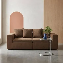 Sofá modular em tecido chenille, 2 lugares