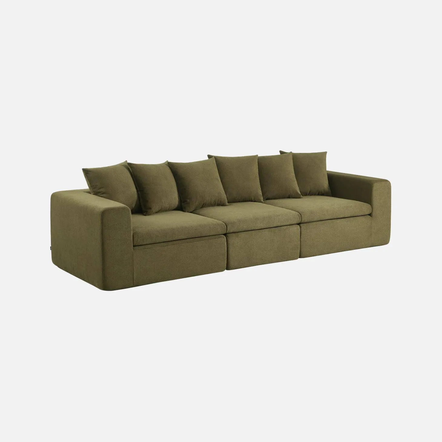 Sofá modular em tecido chenille, 3 lugares
