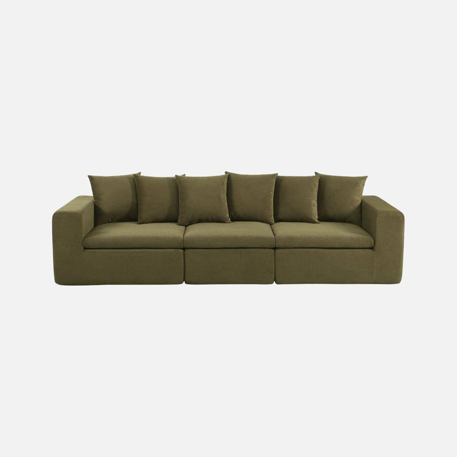 Sofá modular em tecido chenille, 3 lugares