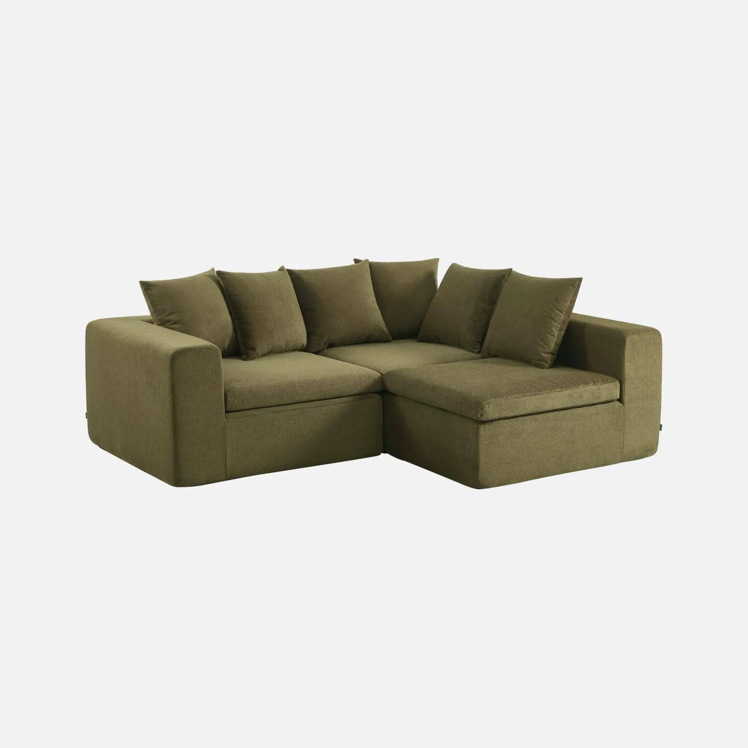 Sofá modular em tecido chenille, 3 lugares
