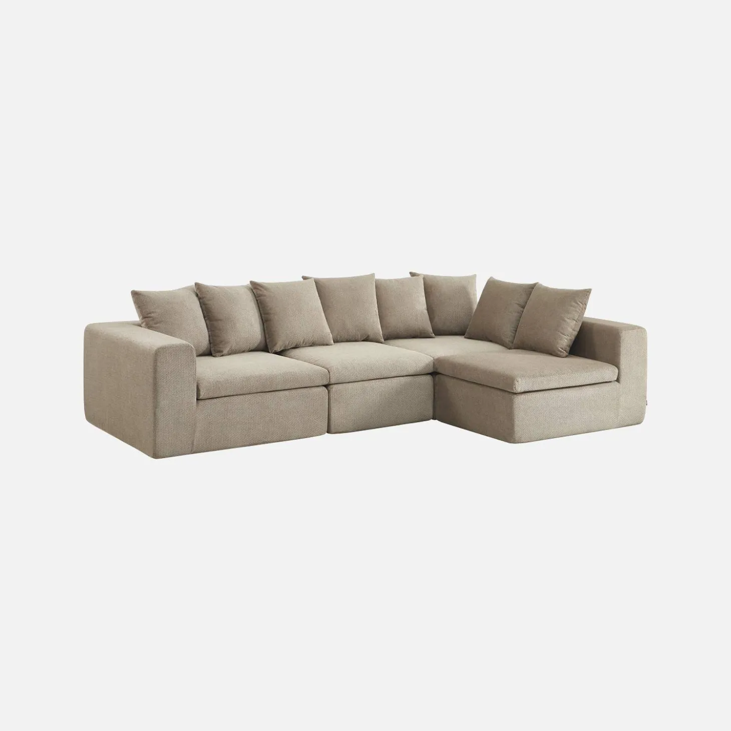 Sofá modular em tecido chenille, 4 lugares