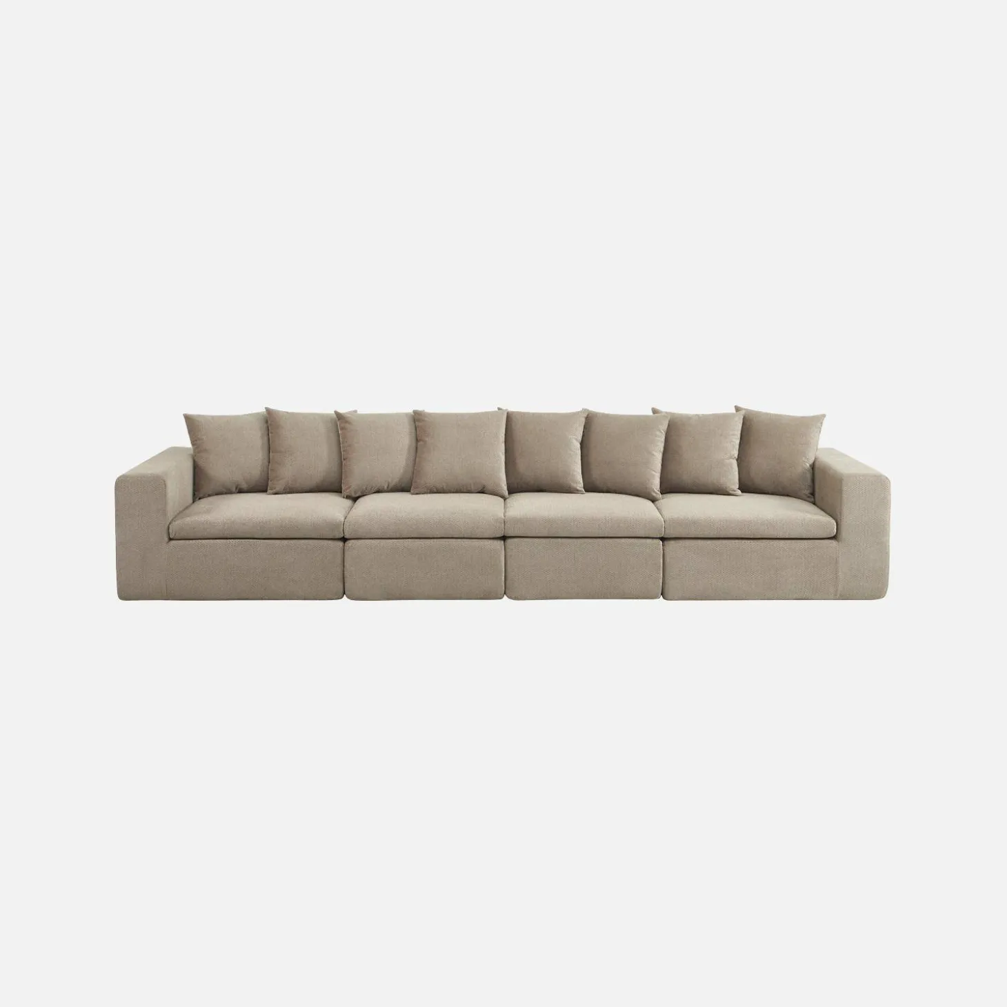 Sofá modular em tecido chenille, 4 lugares
