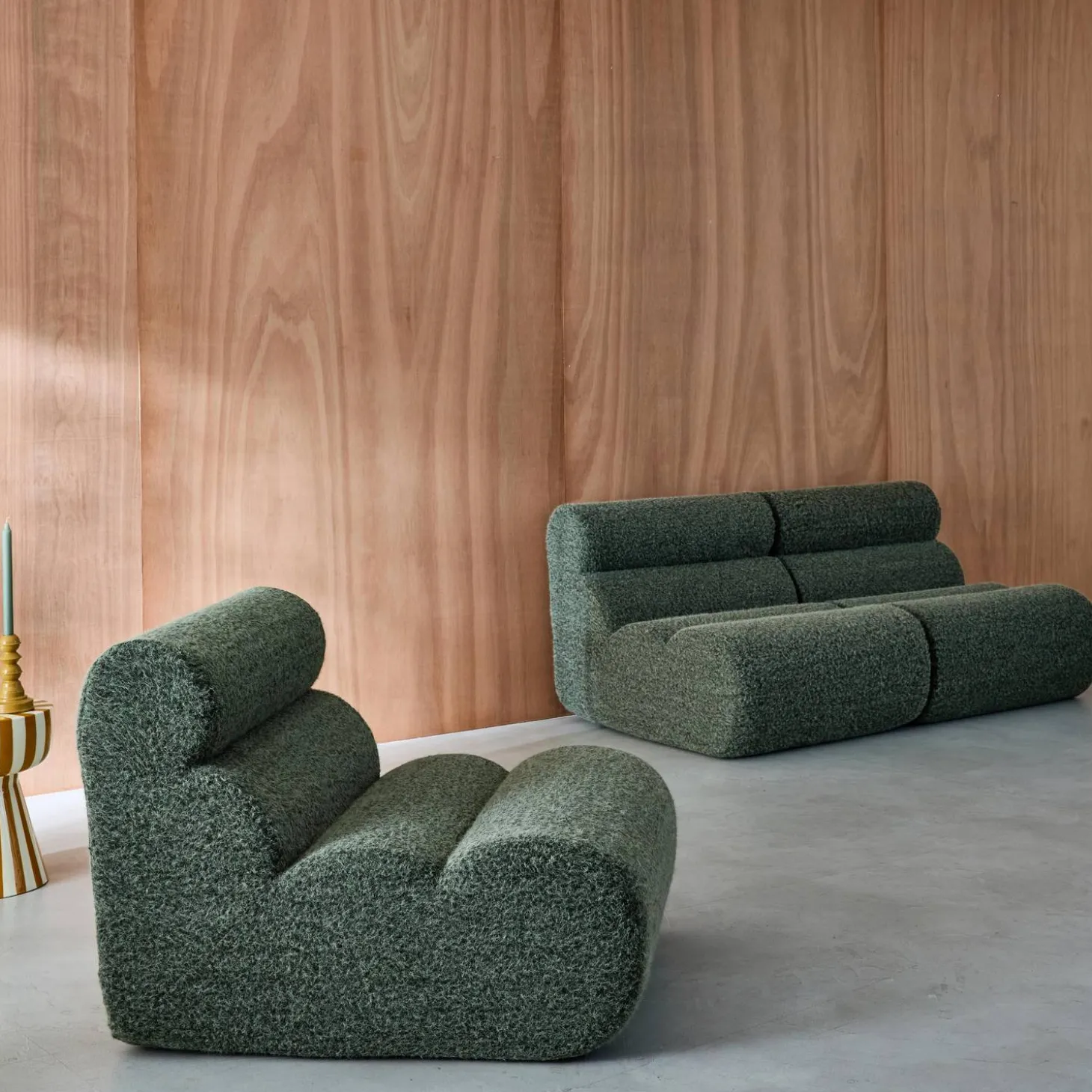 Sofá modular em tecido efeito alpaca, 3 lugares